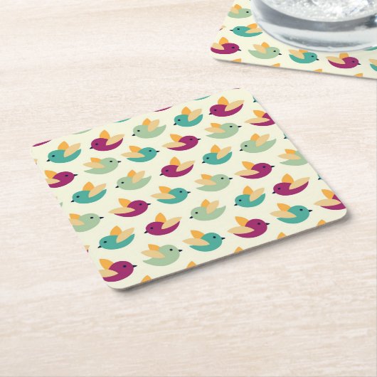 Vogelpatroon Kartonnen Onderzetters (Schuin)