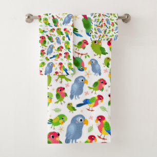 vogelpatroon, kleurrijk parkietpatroon bad handdoek
