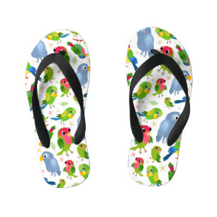 vogelpatroon, kleurrijk parkietpatroon kinder teenslippers