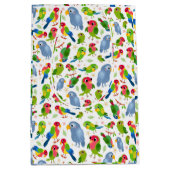  vogelpatroon, kleurrijk parkietpatroon medium cadeauzakje (Voorkant)