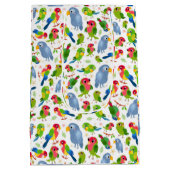  vogelpatroon, kleurrijk parkietpatroon medium cadeauzakje (Achterkant)