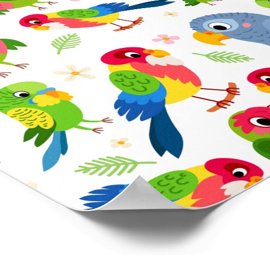  vogelpatroon, kleurrijk parkietpatroon poster (Hoek)