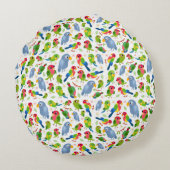  vogelpatroon, kleurrijk parkietpatroon rond kussen (Achterkant)