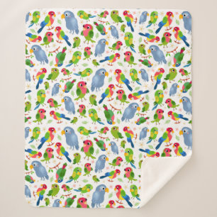 vogelpatroon, kleurrijk parkietpatroon sherpa deken