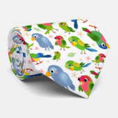  vogelpatroon, kleurrijk parkietpatroon stropdas (Opgerold)