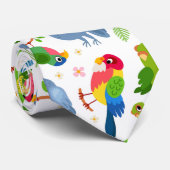 vogelpatroon, kleurrijk parkietpatroon stropdas (Opgerold)