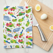  vogelpatroon, kleurrijk parkietpatroon theedoek (Quarter Fold)