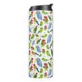  vogelpatroon, kleurrijk parkietpatroon thermosbeker (Gedraaid links)