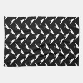 Vogelpatroon. Kraaien in zwart-wit. Theedoek (Horizontaal)