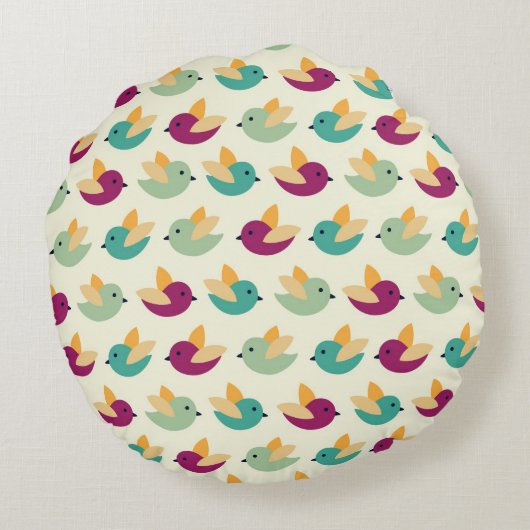 Vogelpatroon Rond Kussen (Achterkant)