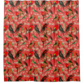  vogelpatroon - roze douchegordijn (Voorkant)