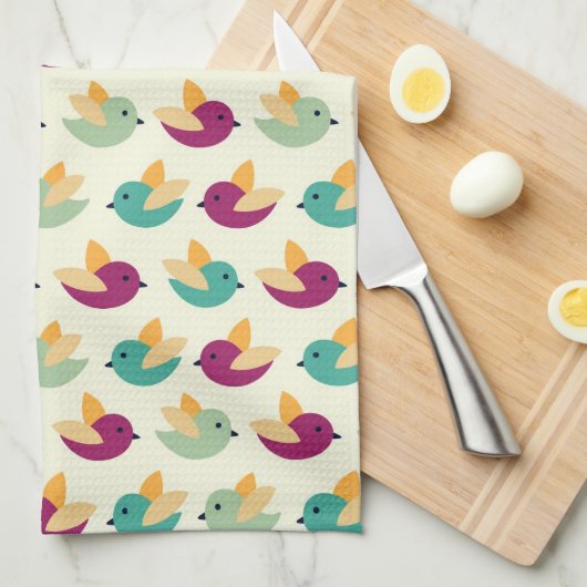 Vogelpatroon Theedoek (Quarter Fold)