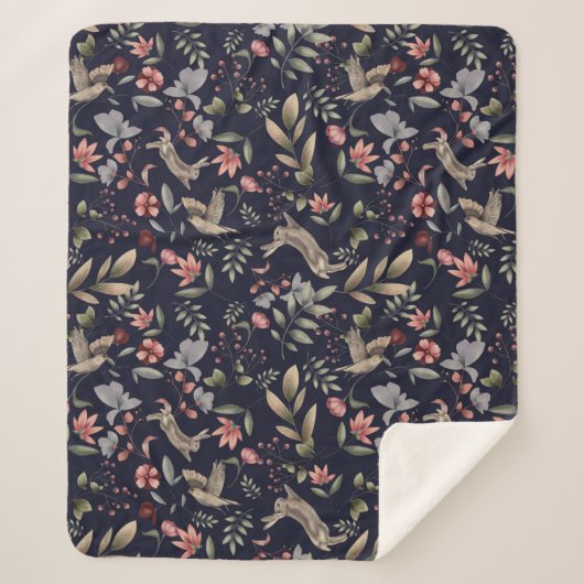 Vogelpatroon van wilde dieren sherpa deken (Voorkant)