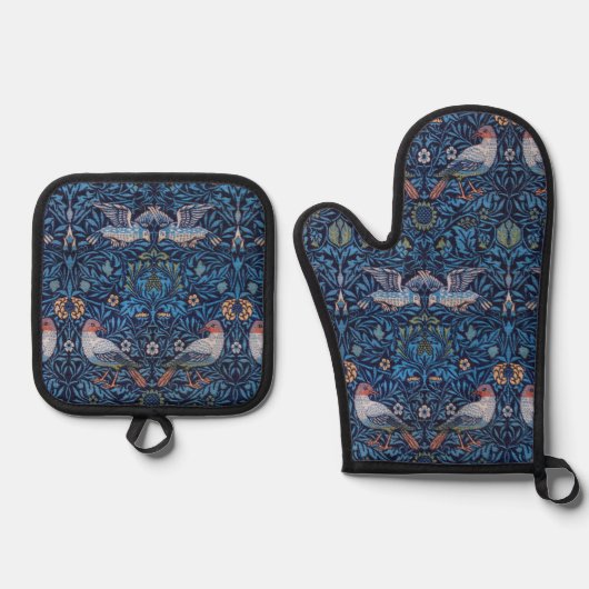 Vogelpatroon, William Morris Ovenwant & Pannenlap Set (Voorkant)
