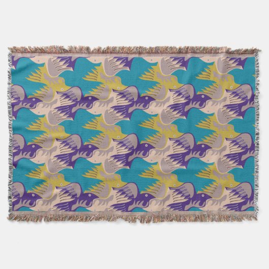 Vogelpatroontroeping Turquoise T Blanket 2 Deken (Voorkant)
