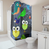 vogelpest blauw kindergordijn douchegordijn (In situ)