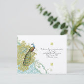  vogelpest Endive Damask Wedding RSVP Informatiekaartje (Staand voorkant)