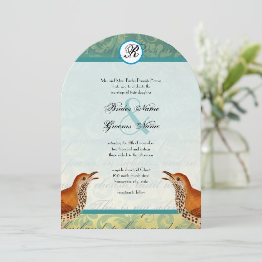 vogelpest Endive Wedding Uitnodiging (Staand voorkant)