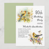 vogelpest Geel Goldfinch 80th Birthday Kaart (Voorkant / Achterkant)