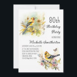 vogelpest Geel Goldfinch 80th Birthday Kaart<br><div class="desc">80e verjaardagsfeestuitnodiging met schilderijen van gele en zwarte Goldfinches die in de takken van een boom zitten. Neem contact met mij op voor hulp bij uw aanpassingen of om aanvullende Zazzle-producten aan te vragen of te coördineren voor uw viering.</div>