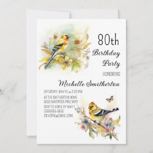  vogelpest Geel Goldfinch 80th Birthday Kaart