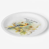  vogelpest Geel Goldfinch Happy Birthday Name Papieren Bordje (Gekanteld)