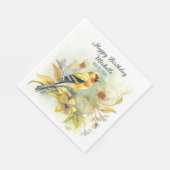 vogelpest Geel Goldfinch Happy Birthday Name Servet (Hoek)