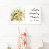 vogelpest Geel Goldfinch Happy Birthday Name Spandoek (Insitu)