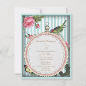  vogelpest, kooi en Rozen: geboortedag Kaart (Achterkant)