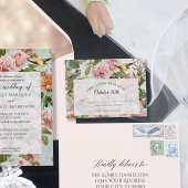  vogelpest met roze roze geel huwelijk RSVP kaartje