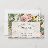  vogelpest met roze roze geel huwelijk RSVP kaartje (Voorkant)