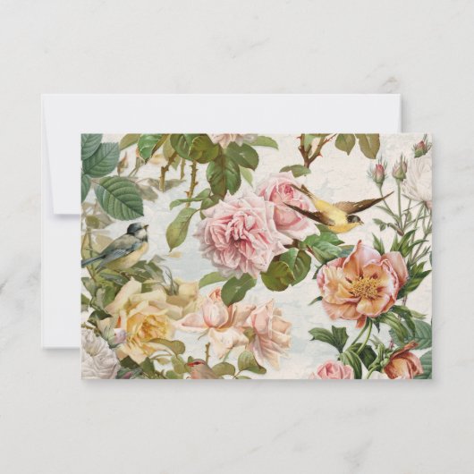  vogelpest met roze roze geel huwelijk RSVP kaartje (Achterkant)