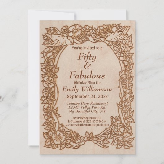  vogelpest Rustic 50th Birthday Kaart (Voorkant)