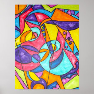 Vogelpik in de boom-moderne Bauhaus Poster