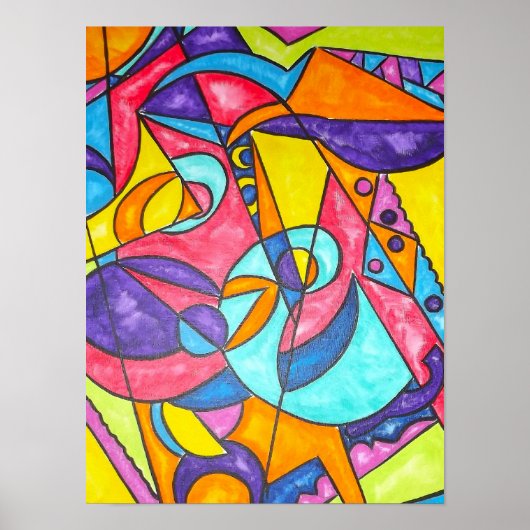 Vogelpik in de boom-moderne Bauhaus Poster (Voorkant)