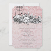  vogelpink musical Scroll Wedding Invites Kaart (Achterkant)