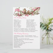  vogelpink Musical Scroll Wedding Menu (Staand voorkant)
