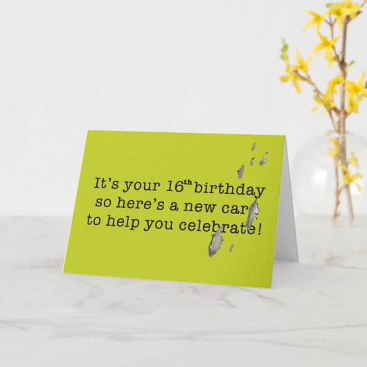 Vogelpoep Grappige verjaardag voor 16-jarige tiene Kaart (Gele Bloem)