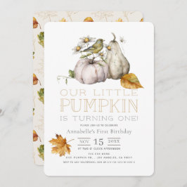 Vogelpompoen vallen Waterverf 1e verjaardag Kaart