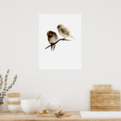  vogelposter met grijze vogelsoorten poster (Keuken)