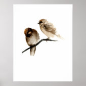  vogelposter met grijze vogelsoorten poster (Voorkant)