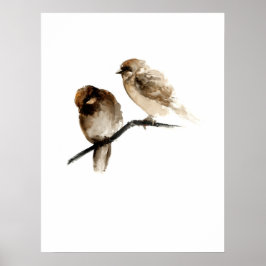  vogelposter met grijze vogelsoorten poster