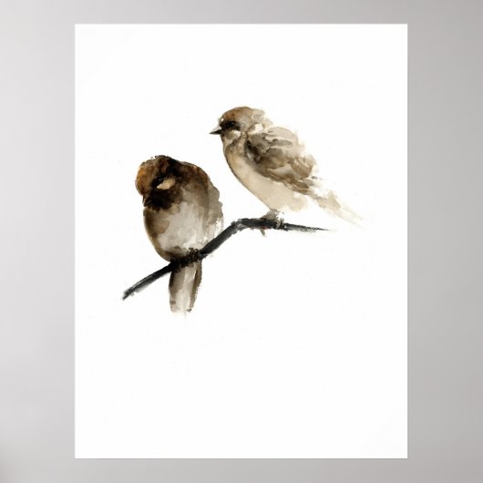  vogelposter met grijze vogelsoorten poster (Voorkant)