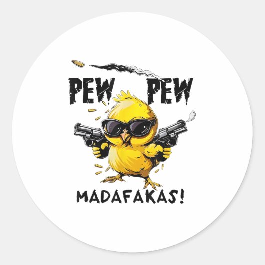 Vogelprint Relax Fit Swea - Uni-volwassenen - Wit  Ronde Sticker (Voorkant)