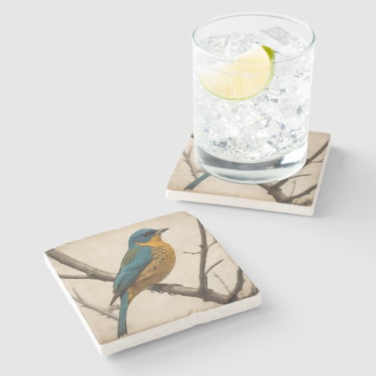  Vogelprint Stenen Onderzetter (Zijkant)