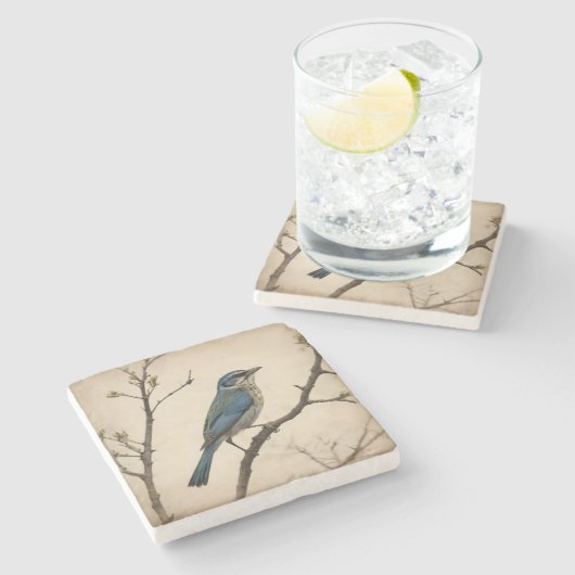 Vogelprint Stenen Onderzetter (Zijkant)