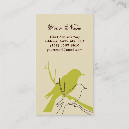 Vogelprofielkaart (crème) visitekaartje (Voorkant)