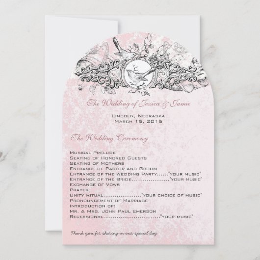  vogelprogramma met muzikale scrollbrouwerij kaart (Voorkant)