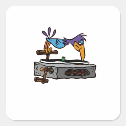 Vogelrecordspeler Vierkante Sticker (Voorkant)