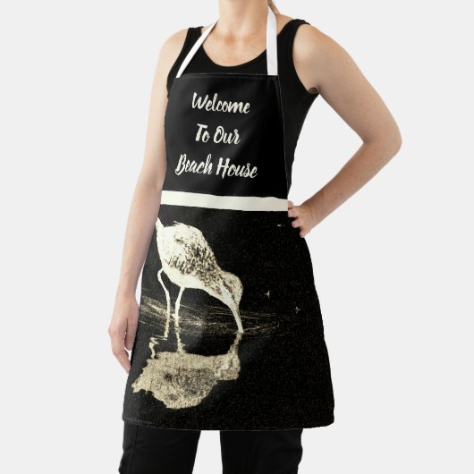 Vogelreflectie zwart en wit modern schort (Insitu)